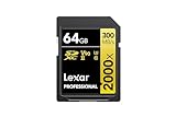 Lexar Professional 2000x Tarjeta SD 64GB, SDXC UHS-II Tarjeta de Memoria sin Lector, hasta 300MB/s de Lectura, Class 10, U3, V90 SD para DSLR, cámaras de Video en Calidad de Cine (LSD2000064G-BNNAG)