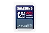 Samsung PRO Ultimate Tarjeta de Memoria SD, 128 GB, Lectura 200 MB/s, Escritura 130 MB/s, UHS-I, C10, U3, V30, 4K UHD, Para Smartphone, Dron o Cámara de Acción (MB-SY128S)
