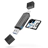 SABRENT Lector Tarjetas SD/Micro SD USB-C Dual Alta Velocidad USB 3.0 Adaptador Tarjeta de Memoria Micro SD OTG para iPhone 15 Pro MacBook Pro, MacBook, iMac, Samsung S22, SDXC/SDHC/MMC [CR-BCA2]