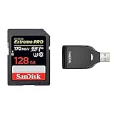 SanDisk Extreme PRO - Tarjeta de memoria SDXC de 128 GB, hasta 170 MB/s + SanDisk SD UHS-I - Lector de tarjetas