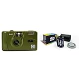 KODAK M35 DA00254 - Cámara Recargable 35mm, Lente Gran Angular Fija, Visor Óptico, Flash Integrado, Pila AAA – Verde Oliva + GT Photo Película de Color Retro 35mm - 24 Fotos