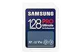 Samsung PRO Ultimate Tarjeta de Memoria SD, 128 GB, Lectura 200 MB/s, Escritura 130 MB/s, UHS-I, C10, U3, V30, 4K UHD, Para Smartphone, Dron o Cámara de Acción (MB-SY128S)