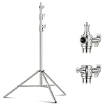 NEEWER Soporte de luz de Acero Inoxidable de 2,6 m, Acolchado con Resorte, Soporte de trípode de fotografía Resistente con Adaptador de Tornillo Universal de 1/4 a 3/8 Pulgadas para luz