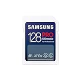 Samsung PRO Ultimate Tarjeta de Memoria SD, 128 GB, Lectura 200 MB/s, Escritura 130 MB/s, UHS-I, C10, U3, V30, 4K UHD, Para Smartphone, Dron o Cámara de Acción (MB-SY128S)