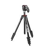 JOBY Compact Action Tripod, Trípode de Cámara con Rótula, Montura Universal de Liberación Rápida ¼-20 pulg. y Bolsa, para CSC, DSLR, Sin Espejo, Teléfono Móvil, Negro para Fotografía, Vídeo, Vlogging