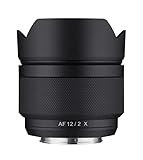 Samyang AF 12mm f/2.0 Auto Focus APS-C Lente compacta Ultra Gran Angular para Fujifilm X (SYIO12AF-FX), Negro