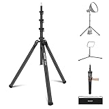 NEEWER Soporte de Luz de Viaje para Fotografía 6,5ft/200cm, Trípode Portátil de Aluminio Ligero Carga Máxima 13lb/6kg, Pesado para Flash Estroboscópico Luz de Vídeo Softbox para al Aire Libre, ST103