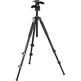 Manfrotto Trípode de Aluminio de 3 Secciones con Cabeza de 3 Vías, Kit de Accesorios de Fotografía Profesional, Trípode de Cámara con Cabezal