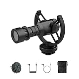 Moman Micrófono Cámara Reflex VideoMicro M1S Shotgun Micrófono de cámara Condensador Direccional Cardioide para DSLR Móvil Vídeocamara Smartphones Tablet y Laptop Micro-Canon