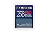 Samsung PRO Ultimate Tarjeta de Memoria SD, 256 GB, Lectura 200 MB/s, Escritura 130 MB/s, UHS-I, C10, U3, V30, 4K UHD, Para Smartphone, Dron o Cámara de Acción (MB-SY256S)
