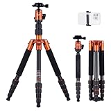 Rollei Compact Traveler No.1 Naranja, 143cm Tripode Camara de Aluminio Trípode de Viaje Ligero Tripod Compacto con Cabeza de Bola Compatible Arca Swiss Trípode y Monopié para DSLR y Smartphone
