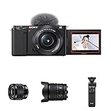 Sony Alpha ZV-E10L - Cámara vlog + Sony SEL1018.Ae - Objetivo para Sony/Minolta + Sony e 15 mm F1.4 G - Objetivo Gran Angular APS - C (SEL15F14G) + Sony GP-VPT2BT - Estabilizador para cámaras