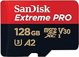 SanDisk Extreme PRO - Tarjeta de memoria microSDXC de 128 GB con adaptador SD, A2, hasta 170 MB/s, Class 10, U3 y V30, Color Negro/Rojo