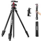 NEEWER Basics Trípode Viaje para Cámara,Compacto Ligero Portátil DSLR Soporte Cámara con Rótula Esférica, Paca QR Tipo Arca, Soporte Móvil Compatible con iPhone Grabación Vídeo, Carga Máx 11lbs, TP12