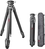 Trípode de cámara, COMAN Zero Y Tripod Carbon Fibre con Cabeza esférica panorámica de 360° y trípode de vídeo Arca Swiss para Todas Las cámaras DSRL, Columna Central cargable hasta 18 kg