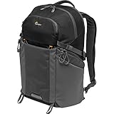 Lowepro LP37255-PWW Photo Active, Mochila para cámara exterior sin espejo con divisores QuickShelf, Portátil 15'/iPad/ Hidr. 3L, Sony, Canon, Nikon, Gimbal, Dron, DJI, Osmo, Negro/Gris