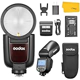 GODOX V1Pro N V1Pro-N Flash Speedlite, TTL 2.4G Inalámbrico Strobe Speedlight HSS 1/8000s, Li-Ion de la Batería, Desmontable Sub Flash Compatible para Nikon Camera