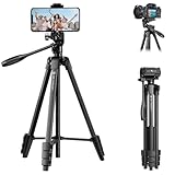 K&F CONCEPT Trípode para Móvil Ligero 152cm Compatible con DSLR Canon Nikon Sony, Smartphone con Soporte para Móvil, Trípode de Viaje de Aluminio con Mando a Distancia Bluetooth