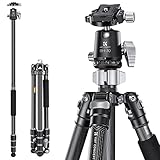 K&F Concept Trípode Cámara,173cm Trípode de Carbono,Trípode Cámara Reflex Ligero,Trípode Viaje Fotografía Compacto y Professional con 360° Rótula de Bola y Placa de Liberación para Cámara DSLR X254C4