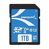 SABRENT Tarjeta SD V60 de 1 TB | SDXC UHS-II | Tarjeta de Memoria | Velocidades R270 MB/s W170 MB/s de Lectura para fotógrafo Profesional, camarógrafo y Vlogger | Full HD/4K | [SD-TL60-1TB]