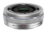 OM SYSTEM Objetivo M.Zuiko Digital 14-42 mm F3.5-5.6 EZ, Zoom estándar, Adecuado para Todas Las cámaras MFT (Modelos Olympus OM-D & Pen, Serie G de Panasonic), Plata