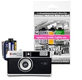 AgfaPhoto - Cámara de Fotos analógica, Formato 1/2, 35 mm, Color Negro, con película Negativa, batería + Negativa, Desarrollo de imágenes por Correo