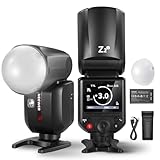 NEEWER Z2-S 2,4 G TTL Flash Cabeza Redonda Flash Speedlite Compatible con cámaras Sony 76 W 1/8000s HSS, difusor 2 lámparas de Modelado Mejor UI TTL/M botón de conmutación 3000 mAh batería 600 Flash