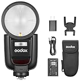 Godox V1Pro-F Flash Speedlite con Cabezal Redondo para Fuji, con Flash secundario Desmontable SU-1, batería de Carga USB-C, Flash Speedlight TTL HSS inalámbrico de 2,4G X para cámara Fuji.