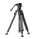 SMALLRIG Tripod de Video Resistente AD-50Pro, Trípode Liviano de Fibra de Carbono con Ajuste de Altura de Un Solo Paso FreeSpeed, Cabezal Fluido, Placa QR de Modo Dual, Columna Central - 4420