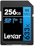 Lexar Profesional 633x Tarjeta SD 256GB, Tarjeta SDXC UHS-I, Hasta 95 MB/s de Lectura, para DSLR de gama media, Videocámara HD, Cámara 3D (LSD256CBEU633)