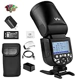 Godox V1-N TTL Flash Speedlite, 76Ws 2.4G High-Speed Sync 1/8000s 2600mAh Li-Ion Battery, 480 Full Power Shots, 1.5s Recycle Time, Round Head Camera Speedlight with Compatible for Nikon Cameras