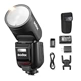 Godox V1-C TTL Camera Flash Speedlite with Panasonic 18650 Lithium Battery Support for 480 Full Power Pops Compatible with Canon DSLRs (Black)