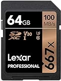 Lexar - Tarjeta de Memoria SDXC 64 GB Profesional 667x - UHS-I (U3) V30 Vel. Lectura 100 MB/s