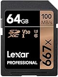 Lexar - Tarjeta de Memoria SDXC 64 GB Profesional 667x - UHS-I (U3) V30 Vel. Lectura 100 MB/s