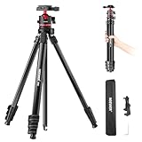 NEEWER Basics Trípode Viaje para Cámara,Compacto Ligero Portátil DSLR Soporte Cámara con Rótula Esférica, Paca QR Tipo Arca, Soporte Móvil Compatible con iPhone Grabación Vídeo, Carga Máx 11lbs, TP12