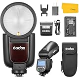 GODOX V1Pro-S V1Pro S Flash Speedlite ，Cabeza Redonda Compatible para Sony, 2.4G Inalámbrico TTL Speedlight HSS 1/8000s, 2980mAh Li-Ion de la batería, Desmontable Sub Flash Soporte Tipo-C