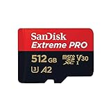 SanDisk Tarjeta microSDXC Extreme Pro de 512 GB + Adaptador SD + RescuePRO Deluxe, hasta 200 MB/s, con Rendimiento de aplicación A2, UHS-I, Clase 10, U3, V30