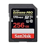 SanDisk Extreme PRO 256GB SDXC Memory Card up to 170MB/s, UHS-1, Class 10, U3, V30, Black