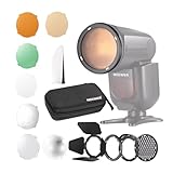 NEEWER CRM2 Kit de Accesorios Magnéticos para Flash de Cabeza Redonda Z1-C Z1-N Z1-S Z2-C Z2-N Z2-S Compatible con Godox V1 Speedlites, Incluye 14 pcs Adaptador Modificador de Control de Luz de Flash