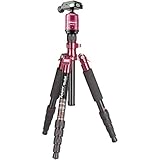 Rollei Compact Traveler No. 1 - Trípode de aluminio con cabezal esférico (capacidad de 5 kg, incluye bolsa de transporte), color negro y rojo