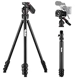 Tripode Camara de Viaje 152cm, Rollei Compact Creator Trípode de Aluminio Ligero y Portátil Tripod con Soporte Integrado para Smartphone y Control Remoto para DSLR y Móvil, Trípode-Cámara-Viaje-Tripod