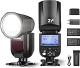 NEEWER Z1-N TTL Kit de Flash Speedlite de Cabeza Redonda Compatible con Nikon, 76Ws 2,4G 1/8000s HSS Flash con Lámpara de Modelado, Dos Baterías de Litio de 2600mAh y Cargador USB, Reciclaje de 1,5s