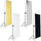 Neewer 88,9 cm x 177,8 cm/90 x 180 cm Estudio fotográfico Dorado/Plateado y Negro/Blanco en Panel de luz Reflector con 360 Degree rotación de un Soporte de Pared y Bolsa de Transporte