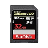 SanDisk Extreme PRO - Targeta de Memoria SDHC de 32GB, hasta 300MB/s, UHS-II, Class 10, V90, U3
