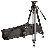 Amazon Basics - Trípode de vídeo profesional de aluminio, 165 cm, muy resistente, con cabeza fluida