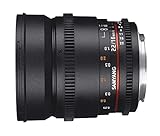 Samyang F1322703101 - Objetivo para vídeo VDSLR para Nikon F (Distancia Focal Fija 16mm, Apertura T2.2-22 ED AS UMC CS II, diámetro Filtro: 77mm), Negro