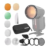NEEWER CRM2 Kit de Accesorios Magnéticos para Flash de Cabeza Redonda Z1-C Z1-N Z1-S Z2-C Z2-N Z2-S Compatible con Godox V1 Speedlites, Incluye 14 pcs Adaptador Modificador de Control de Luz de Flash