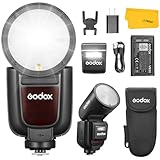 GODOX V1Pro-F V1Pro F Cabeza Redonda Flash Speedlite Compatible para Fujifilm, 2.4G Inalámbrico TTL Speedlight HSS 1/8000s, 2980mAh Li-Ion de la batería, Desmontable Sub Flash Soporte Tipo-C