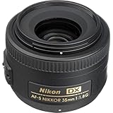 Nikon AF-S DX Nikkor 35 mm f/1.8 G - Objetivo para montura F, distancia focal fija 52.5 mm, apertura f/1.8G, negro - Versión Europea