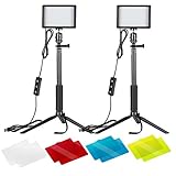 NEEWER 2 X Luz de Vídeo LED USB de Regulables 5600K con Soporte de Trípode Profesional y Filtros de Color para Grabación en Ángulo Bajo, luminación de Videoconferencia/Juegos/Youtube/Fotografía